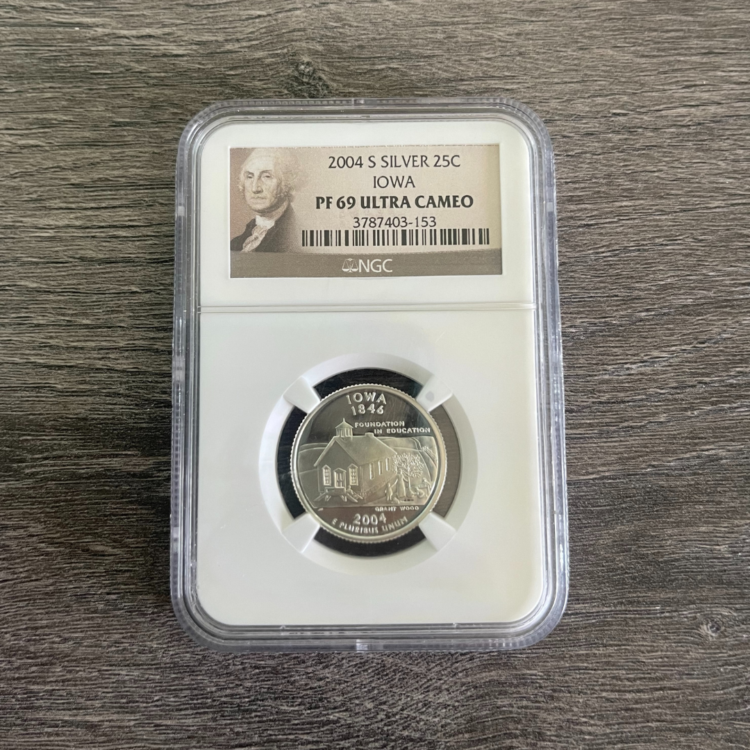 2004 S Silver 25c Iowa PF96